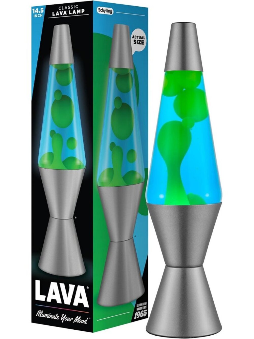 14.5" Deep Ocean Lava Lamp - Original Motion Light with Yellow/Green Wax & Blue